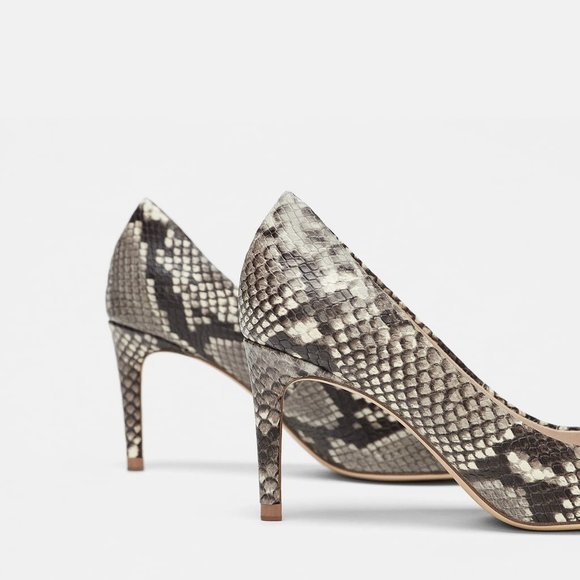 Zara Snakeskin Print Leather Pumps - Picture 5 of 8